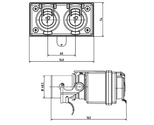 Kurzadapter 24 V tech. Zeichnung Kurzadapter 24 V
