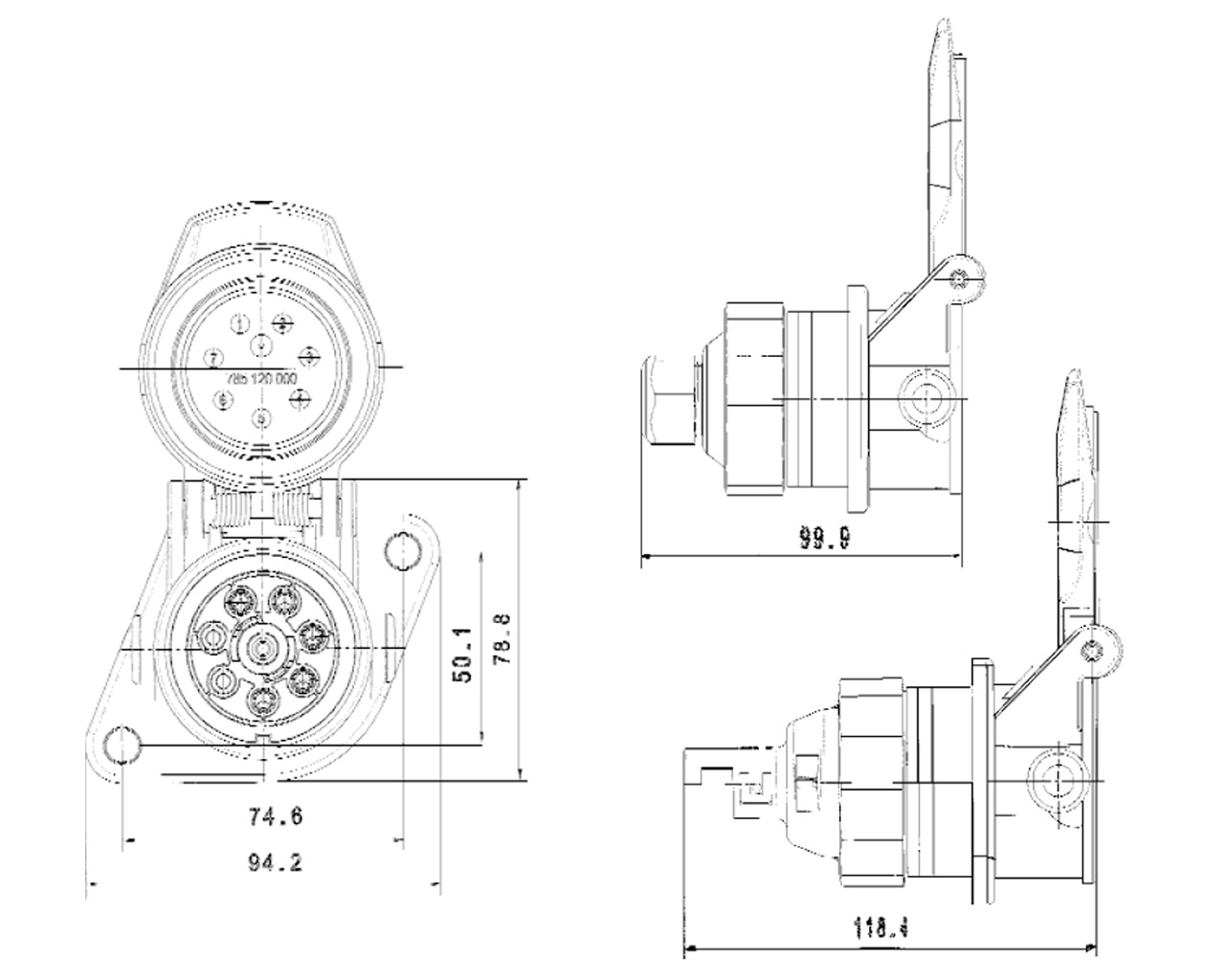 Steckdose analog 15-pol tech. Zeichnung perfekt24v 7 2