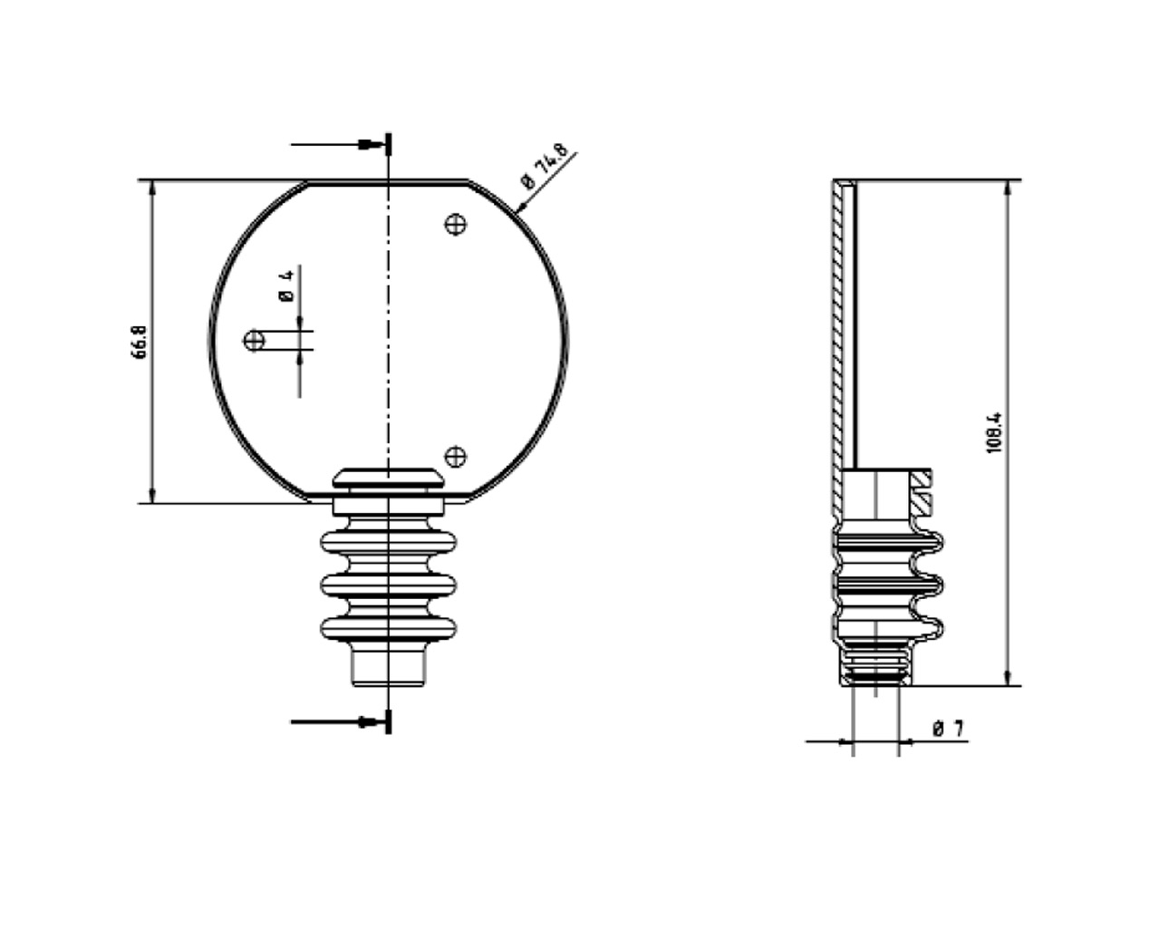Flächendichtung mit Faltenbalg rechts Flächendichtung mit Faltenbalg rechts